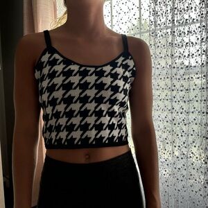 Altar'd State Black and White Fitted Crop Camisole